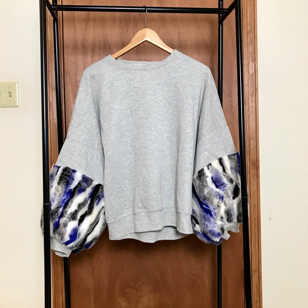 ZARA Sweater with Faux Fur Detail